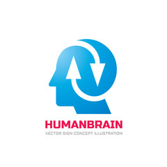 Human character head brain - vector logo template concept illustration. Arrows creative sign. Design element.