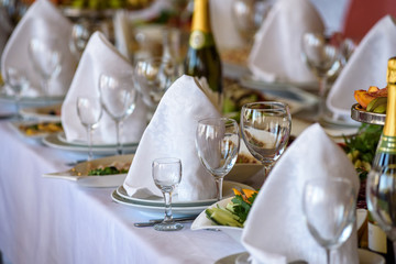 table set for wedding or another catered event dinner