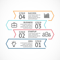 Vector linear arrows infographic, diagram chart, graph presentation. Business concept with 4 options, parts, steps, processes.