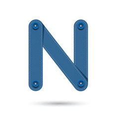 N font vector with blue Jeans on White background, Futuristic fo