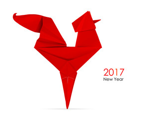 Red rooster origami