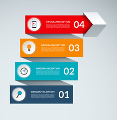 Vector infographic arrow template. Business growth concept banner with 4 options. Can be used for web, diagram, graph, chart, report, step by step infographics