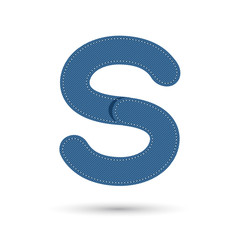 S font vector with blue Jeans  on White background, Futuristic f