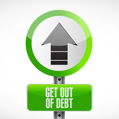 get out of debt road sign concept