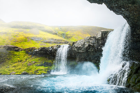 Beautiful waterfall in eastern Iceland