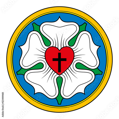 "Luther rose, also Luther seal, symbol of Lutheranism, used by Martin ...