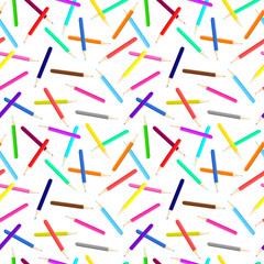 Seamless pattern with colored pencils. Children's bright pattern.