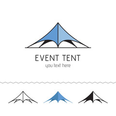 Logotype for rent tents agency. Event tent. Folding tent, wedding tent. Vector illustration.