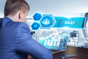 Business, technology, internet and networking concept. Young bus