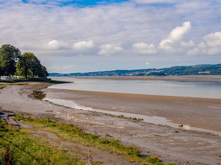 Railway viaduct across the river kent estuary at Arnside, Cumbria, UK