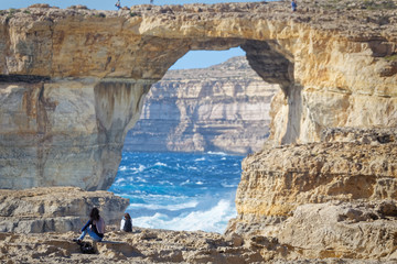 On the cliffs of Azur Window, Gozo, Malta