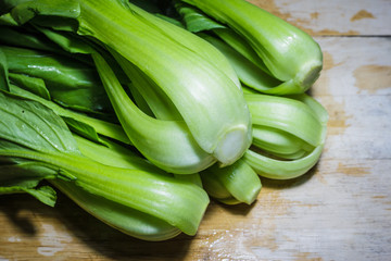 Taiwan cabbage, Taiwan Choy on wooden table.