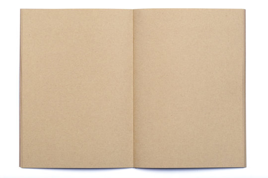 Opened Blank Page Of Kraft Paper Notebook