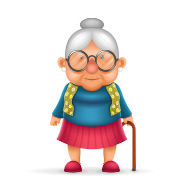 Granny Old Lady 3d Realistic Cartoon Character Design Isolated Vector  Illustrator Stock Vector | Adobe Stock