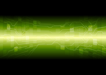 Tech green background with circuit board lines