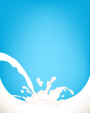 poured of top to bottom with splashes on a blue background