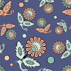 Ethnic boho seamless pattern with decorative flowers. Russian. Print. Cloth design, wallpaper.