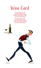 Waiter spacing .Menyu restaurant. Fast service. Design in flat style.Vector detailed characters