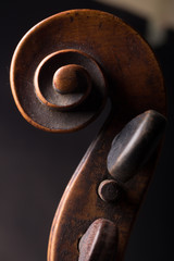 Old broken violin close up