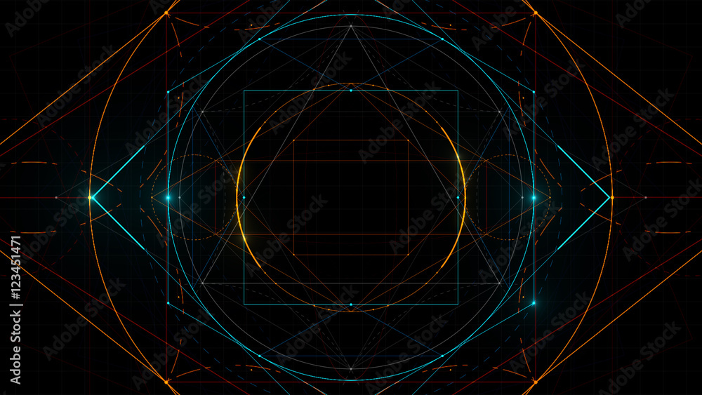 Poster 3d rendering illustration. abstract digital background with hight detailed elements. geometry lines 