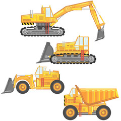 set of heavy construction machinery.