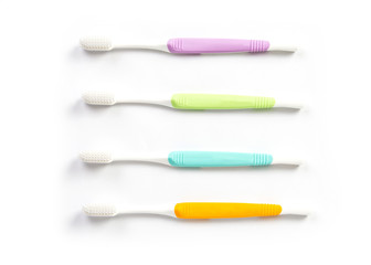 Top view of toothbrush on white background
