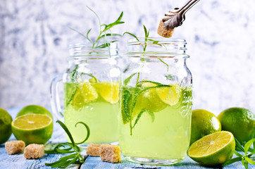 Drink of lime and tarragon