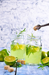 Drink of lime and tarragon