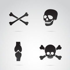 Skull and bones vector icon.