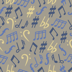 Music notes vector seamless pattern