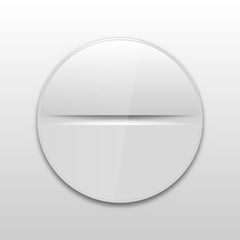 Realistic white medical pills, vector illustration.