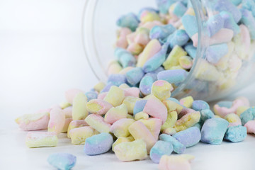 colorful marshmallow loose from the jar