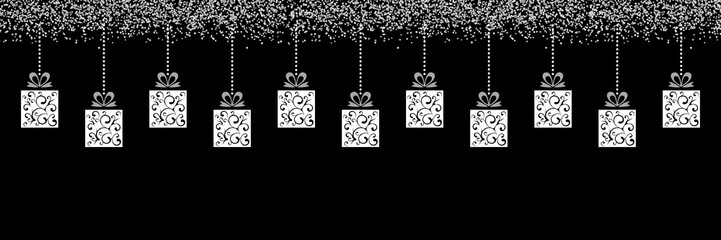 Silver Hanging Christmas Decoration with Sparkle