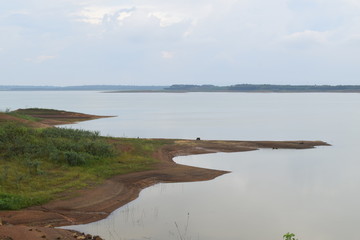 tropical river with alluvial bank