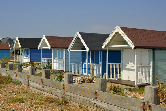 Beach huts at Lancing, Sussex, England