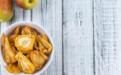Bowl with dried Pears (close-up shot)