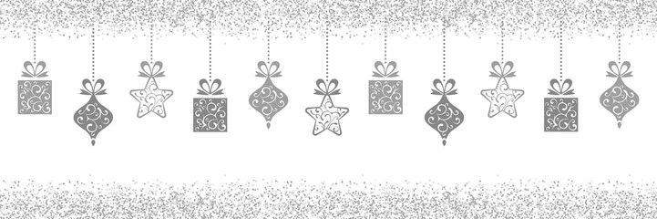 Silver Hanging Christmas Decoration with Sparkle