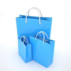 Paper Shopping Bags isolated on white background. 3d rendering.