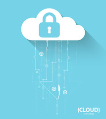 Web cloud technology. Protection concept. System privacy, vector