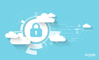 Web cloud technology. Protection concept. System privacy, vector
