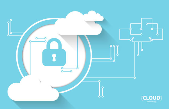 Web cloud technology. Protection concept. System privacy, vector