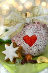 Red apple with suggar at Christmas 