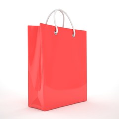 Paper Shopping Bag isolated on white background. 3d rendering.