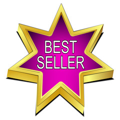 Bestseller star button - 3D illustration