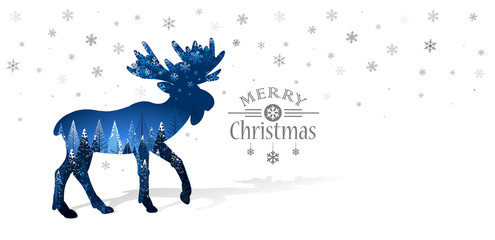 Christmas card with silhouette of reindeer © Maksim Pasko