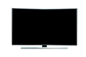 Black LED tv television mockup with panel, isolated on white background