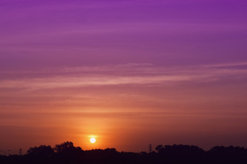 sunset sky with the sun