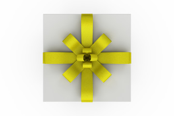 White gift box with yellow ribbon bow