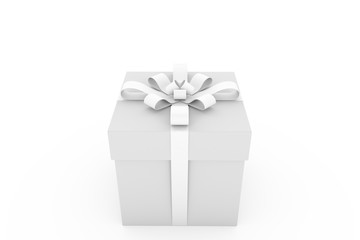 Obraz premium White gift box with white ribbon bow
