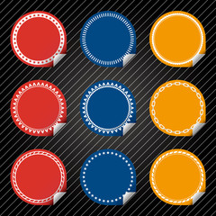 Plain Red Blue Yellow Stickers with tab